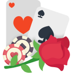 chips, cards, and rose